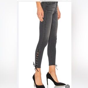 NWT Black Orchid Lara High Rise Lace Down Skinny Jean in a Soft Black Wash 32